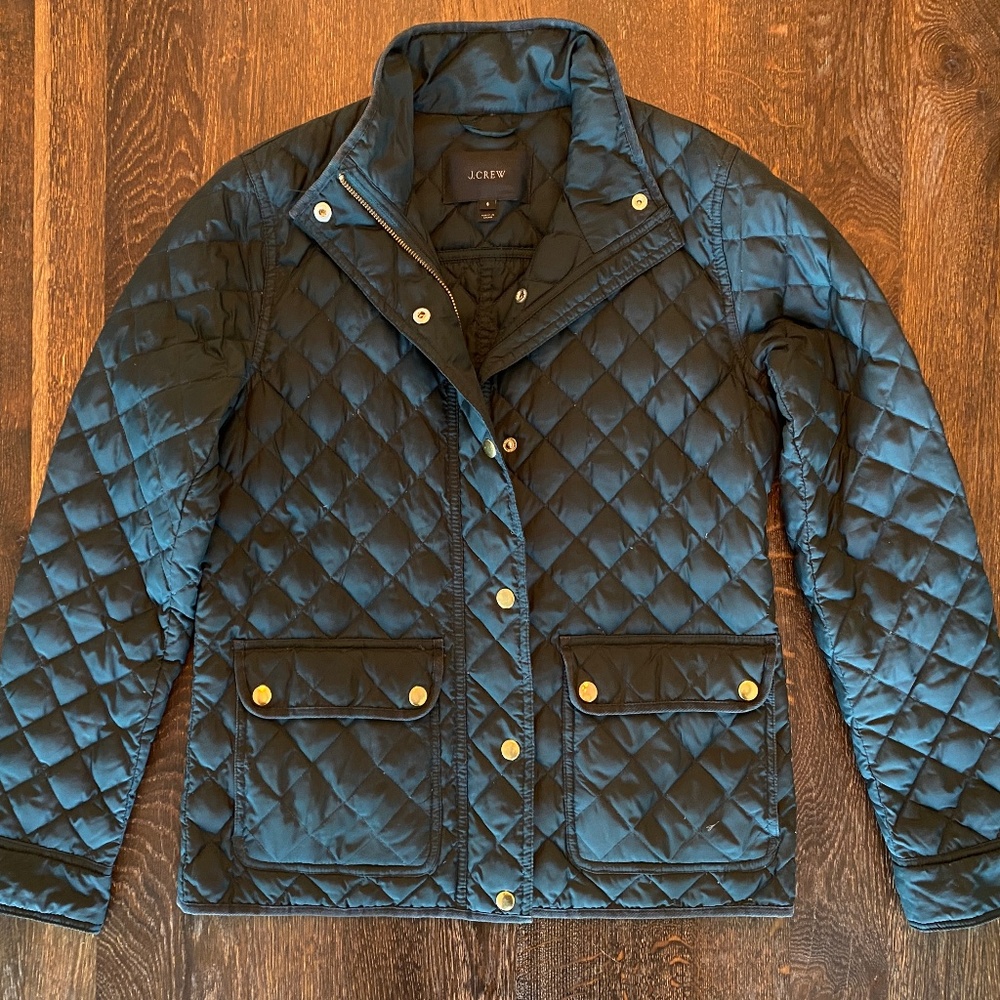 J.CREW BEAUTIFUL DARK GREEN QUILTED BARN JACKET